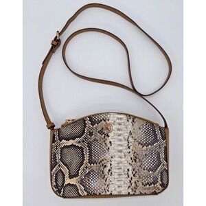 ANNE KLEIN Faux Python Crossbody Satchel Adjustable Strap Black White Tan Purse